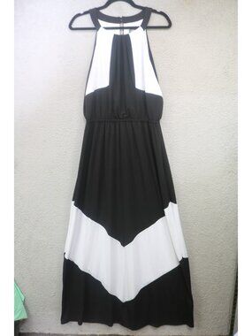 Vince Camuto Halter Style Black/White Maxi Dress-Size 10-Slinky-Evening